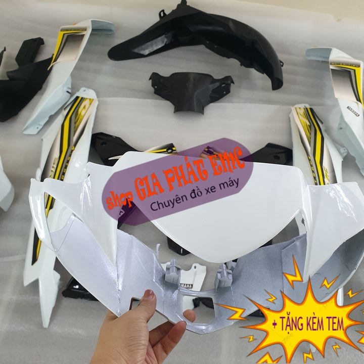 [ Tặng tem NHA ] Dàn áo xe SIRIUS màu TRẮNG ,nhựa nguyên sinh cao cấp xe đời 2005-2018, siêu đồ phụ tùng xe máy