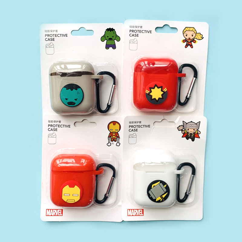 Vỏ Bảo Vệ Case Ốp Tai Nghe Airpods Phiên Bản Marvel Avengers Bằng Sillicone Dẻo Kèm Móc Khóa