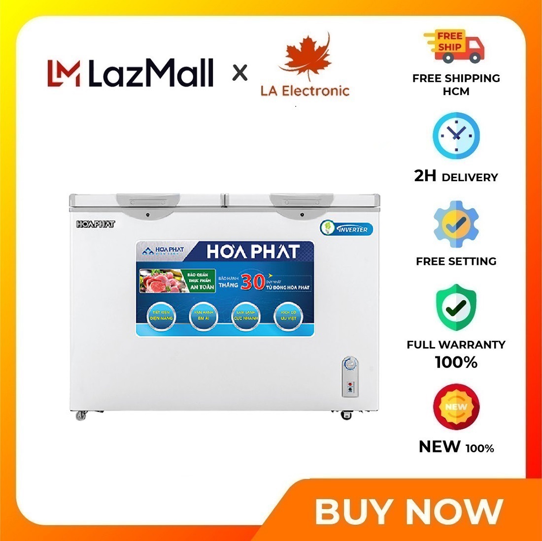 Hoa Phat Funiki Inverter Freezer 245 liters HCFI 606S2Đ2 - Free shipping to HCM - 1 freezer compartment, 1 cooler compartment Solid safety lock Easy-to-observe control button