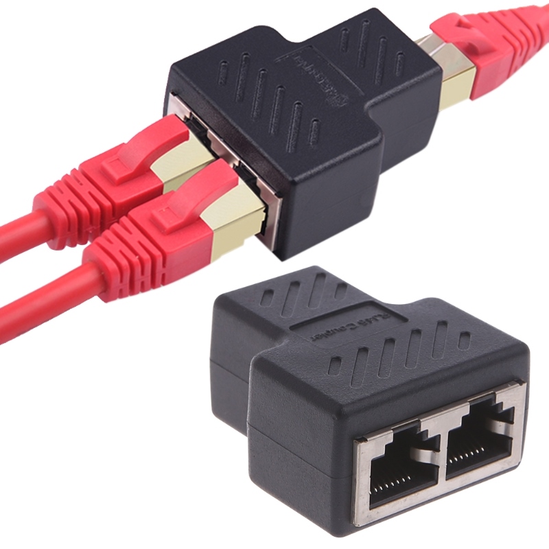 1 To 2 Ways LAN Ethernet Network Cable RJ45 Female Splitter Connector