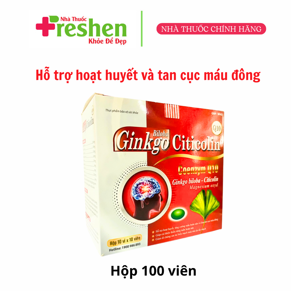 Hoạt huyết dưỡng não Ginkgo Biloba Citicolin Q10 - 100 viên