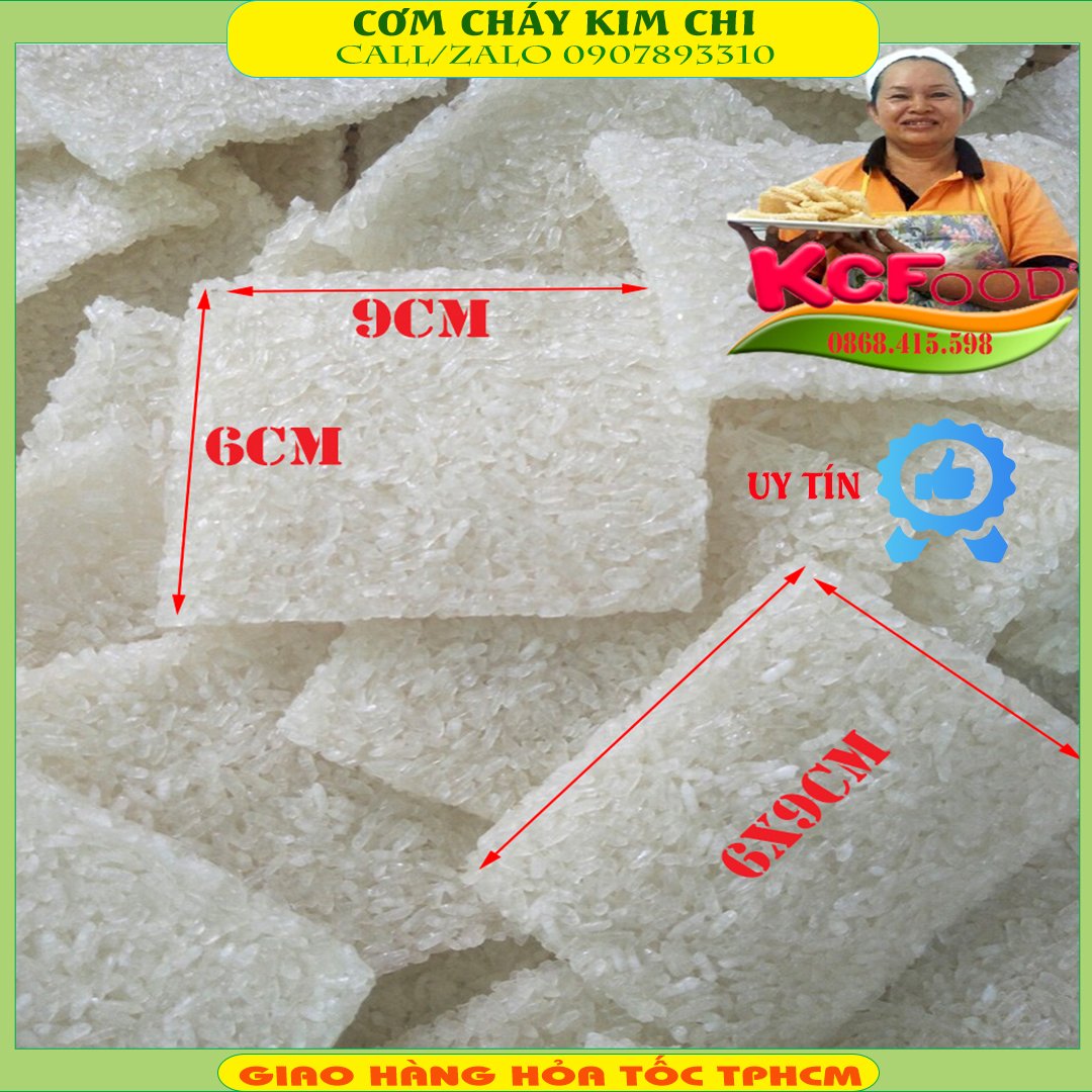 Cơm cháy nếp chưa chiên loại ngon 6x9cm - đóng gói 1kg ~ 40 miếng dùng chế biến các món ăn cơm cháy