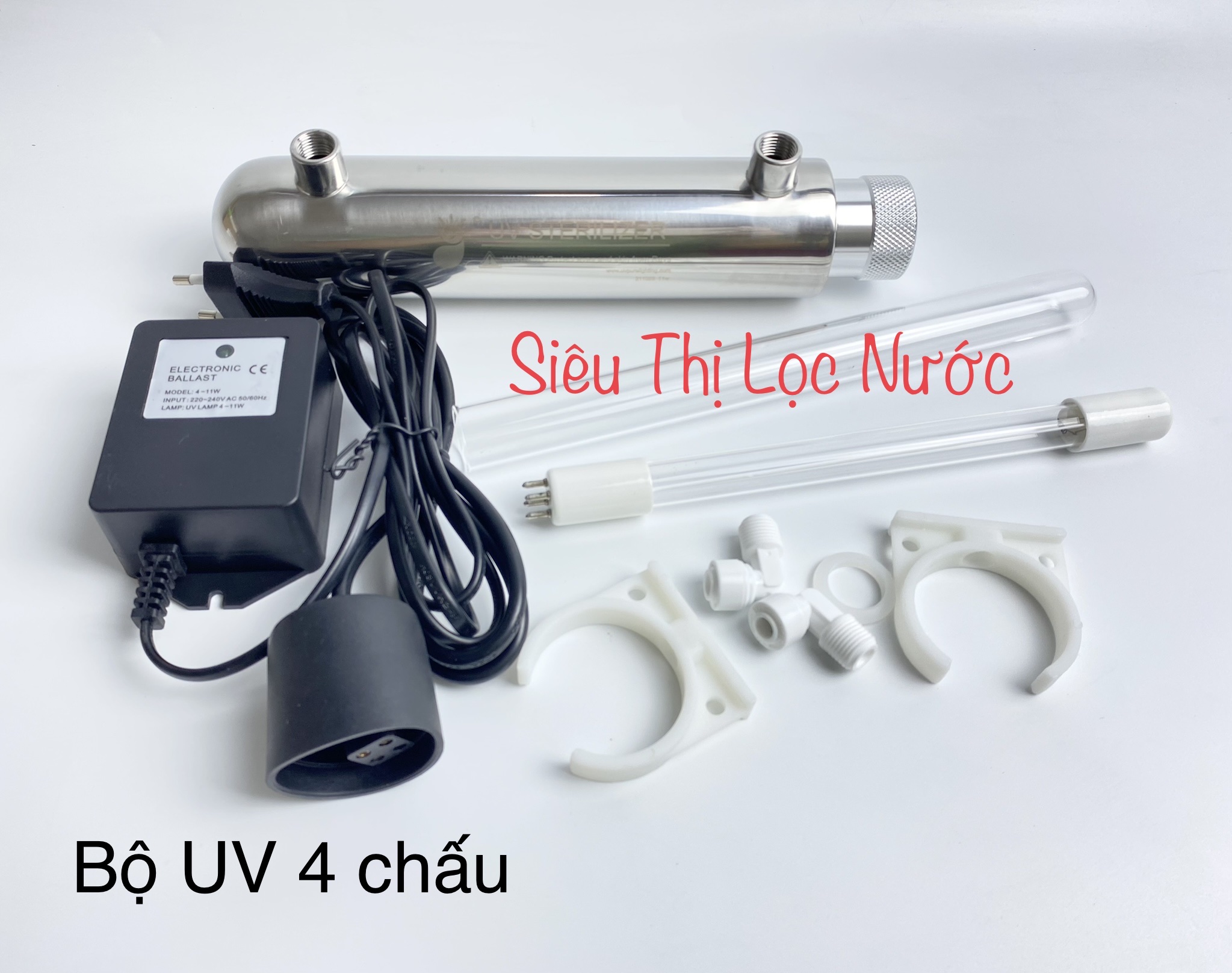 Bộ đèn UV diệt khuẩn ( loại 4 chấu) dùng cho máy lọc nước( Cực kỳ hiệu quả và an toàn tuyệt đối) _Siêu Thị Lọc Nước