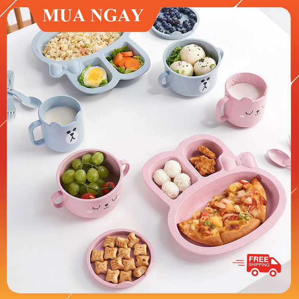 Khay ăn dặm lúa mạch chia ngăn hình thỏ kidota