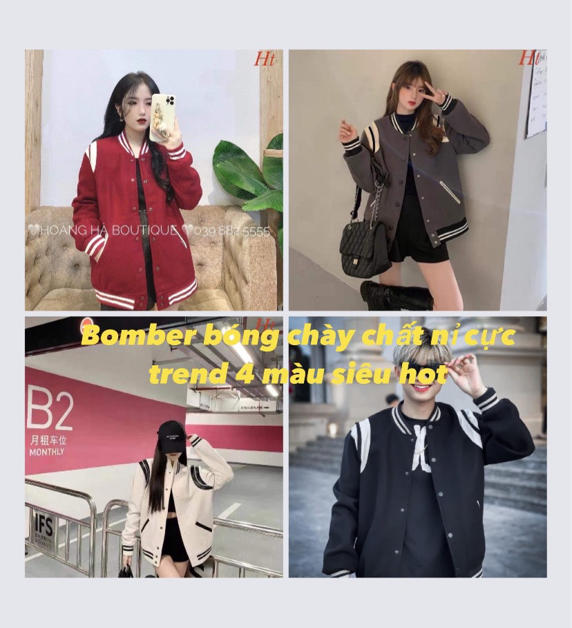 Áo khoác bomber nam nữ phong cách bóng chày thời trang hottrend