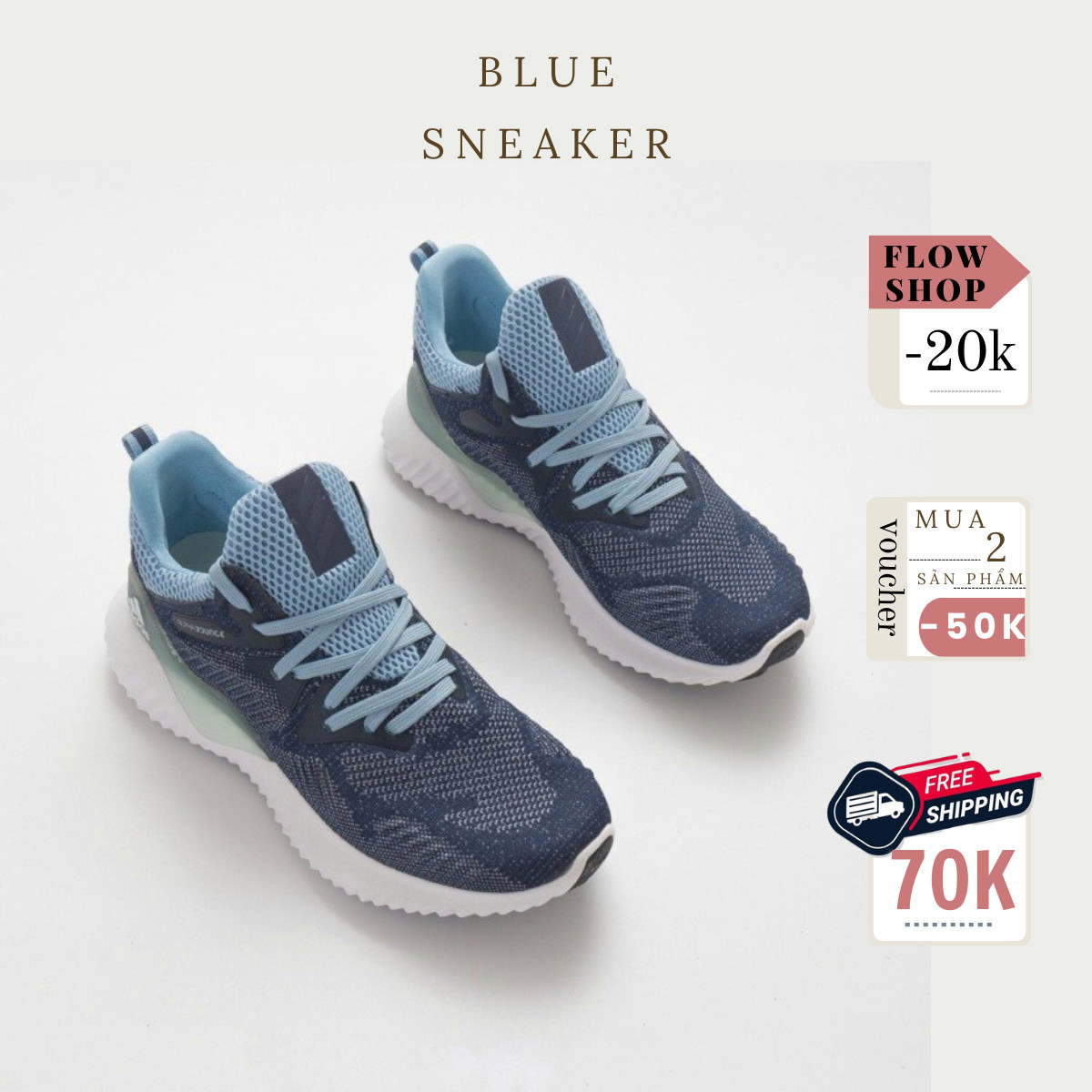 [Siêu Sale] Giày Sneaker Nam Nữ Alphabounce Xanh Dương (Fullbox+ Tặng hộp bảo vệ box)