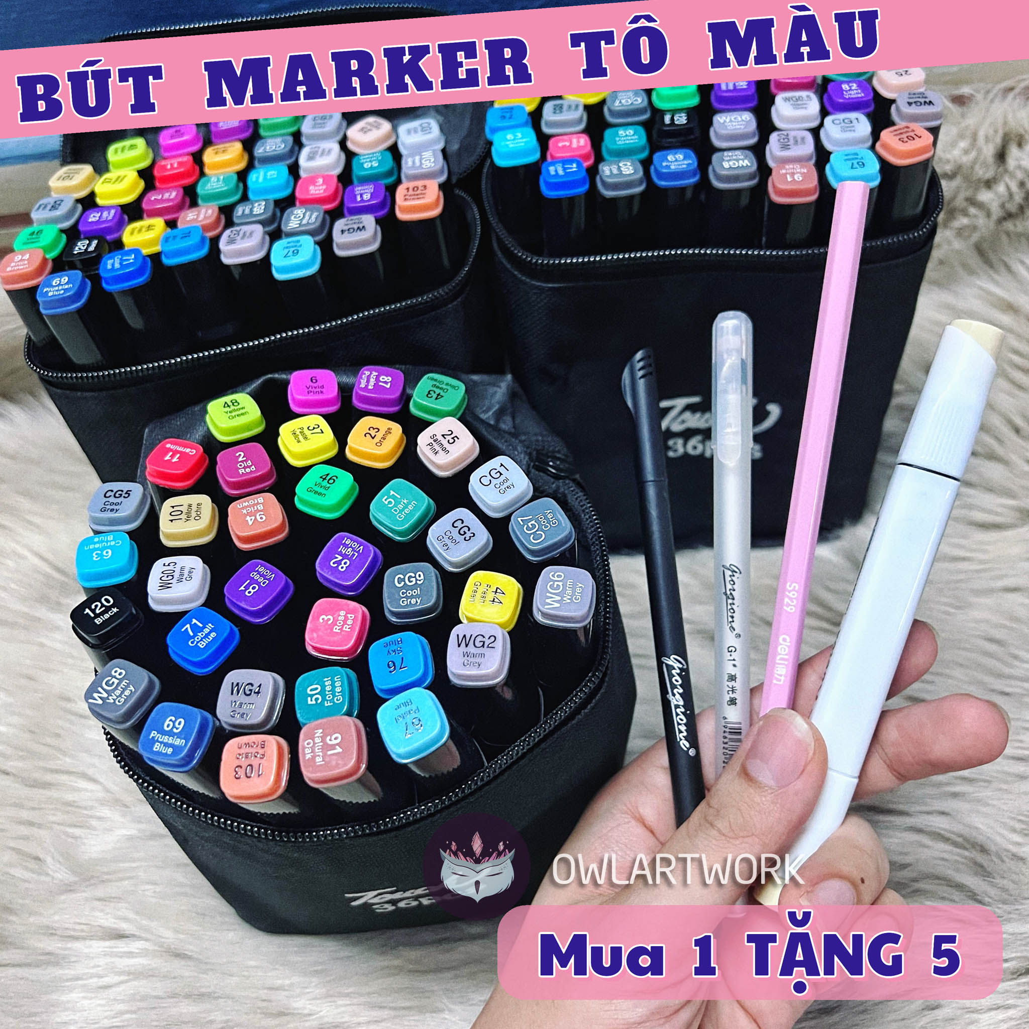 Bút marker touch m tô màu dạ vẽ tranh anime bộ 12, 24, 36, 48, 60 màu