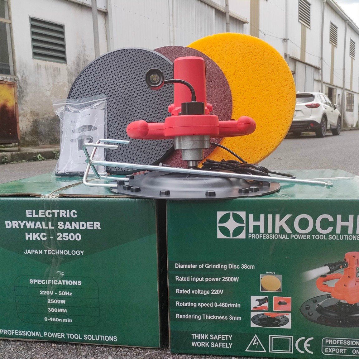 Máy xoa vữa chát tường 2 tay câm HIKORA-Công suất 2500w tặng kèm gậy khuấy sơn