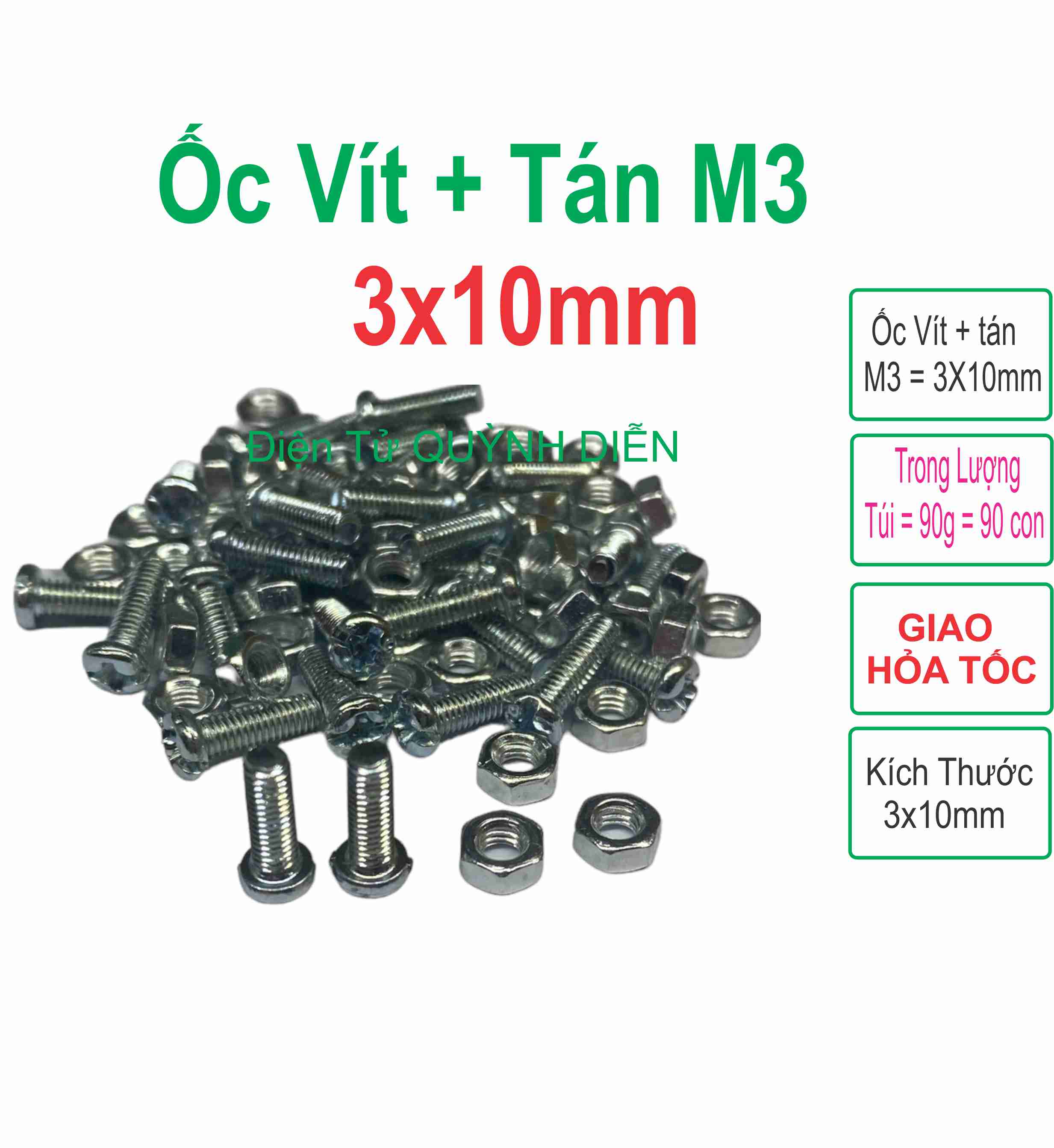 Ốc vít tán m3 3ly dài 1cm