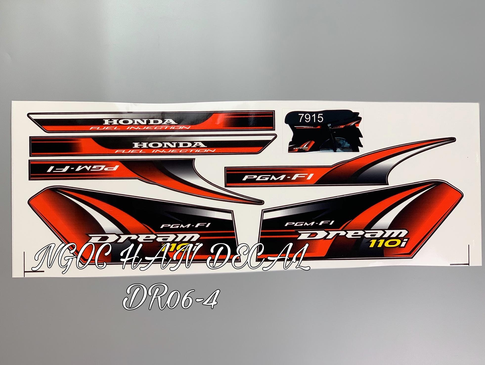 Tem chế nguyên bộ Dream 110 màu đỏ -- NGỌC HÂN DECAL
