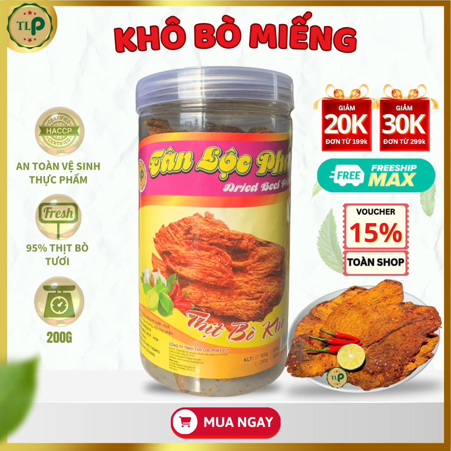KHÔ BÒ MIẾNG TÂN LỘC PHÁT - HỘP 200G
