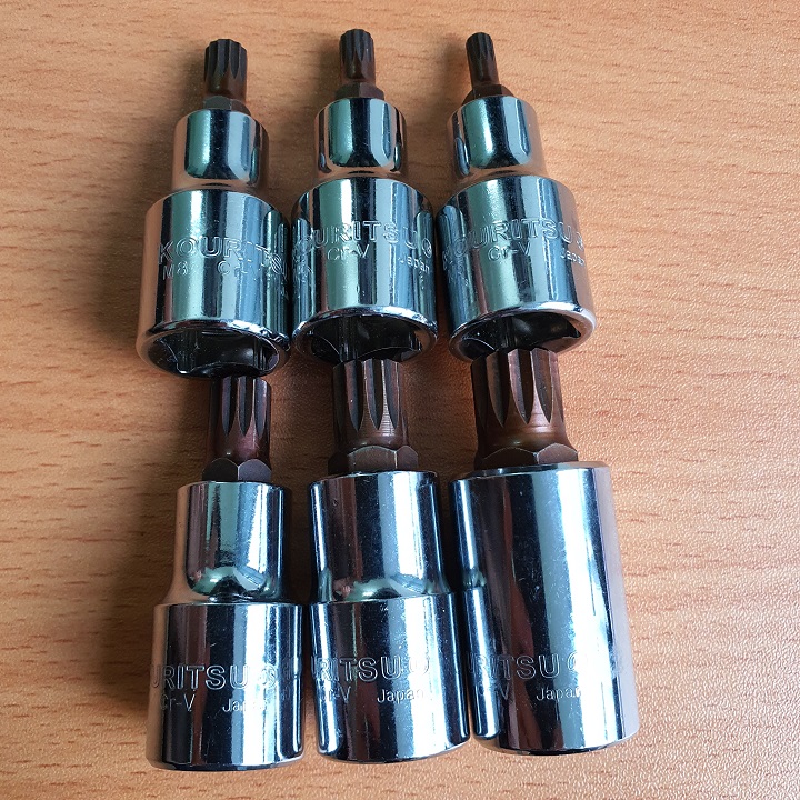 Bộ Khẩu Hoa Thị hệ 1/2 12 cánh 6 cỡ từ 5mm - 14mm hãng Kouritsu nhập khẩu Nhật Bản, Bộ điếu hoa thị, Bộ khẩu hoa thị, Bộ tuýp hoa thị