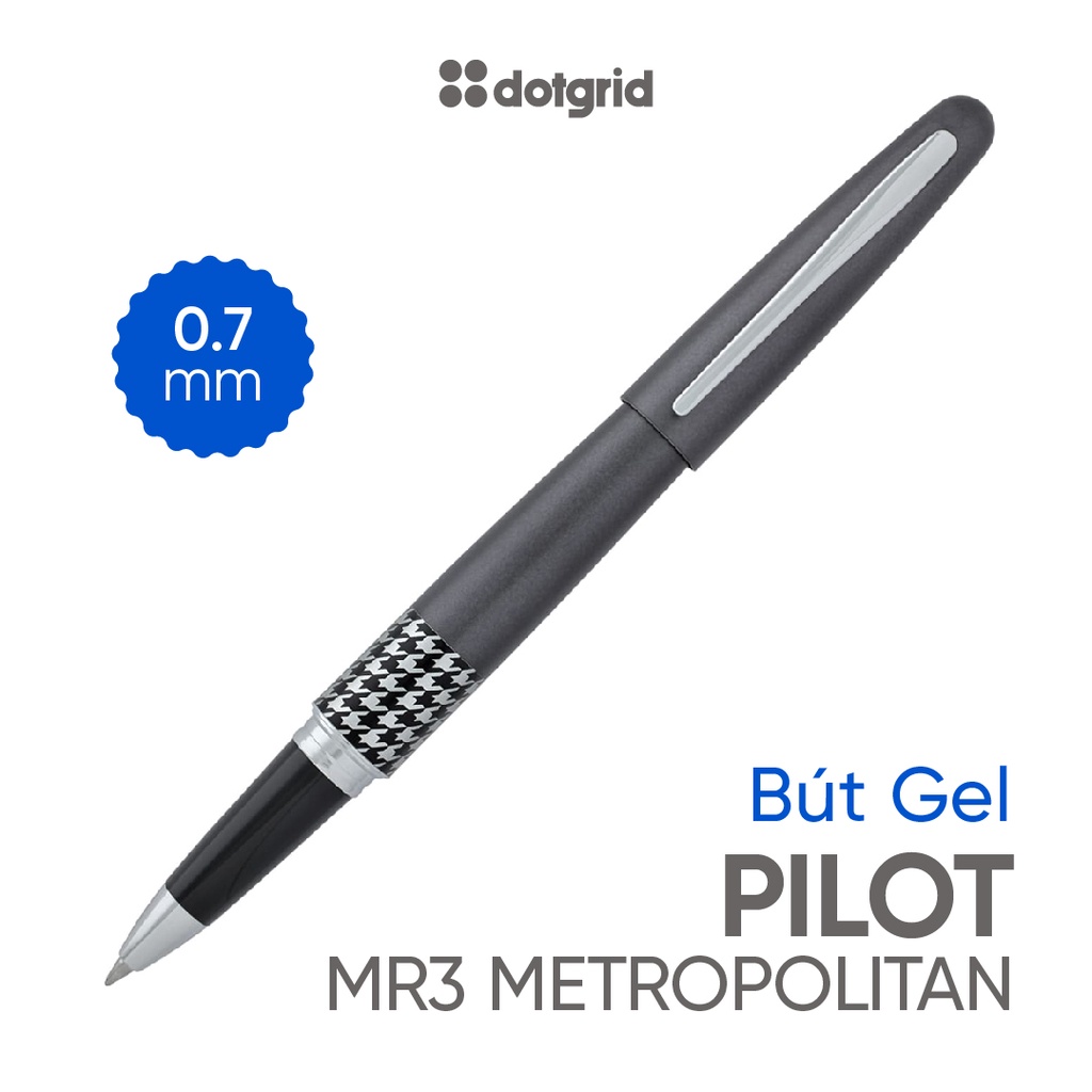 Bút gel Pilot MR3 Metropolitan Retro Pop Gray, mực xanh, ngòi 0.7mm - Hàng chính hãng Nhật Bản