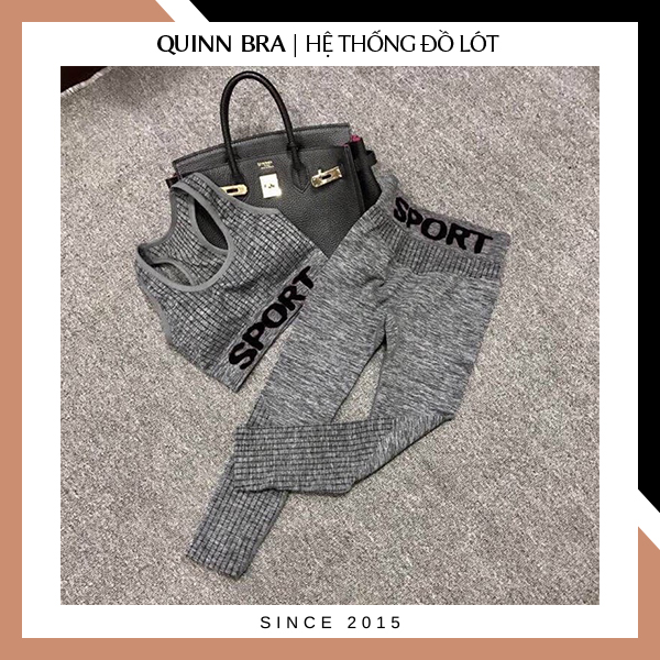 Set Bộ Đồ Tập Thể Thao Nữ SPORT Dài tập gym, yoga, boxing kèm đệm mút cao cấp tôn dáng QUINN BRA - Áo Lót sport, Quần Đùi