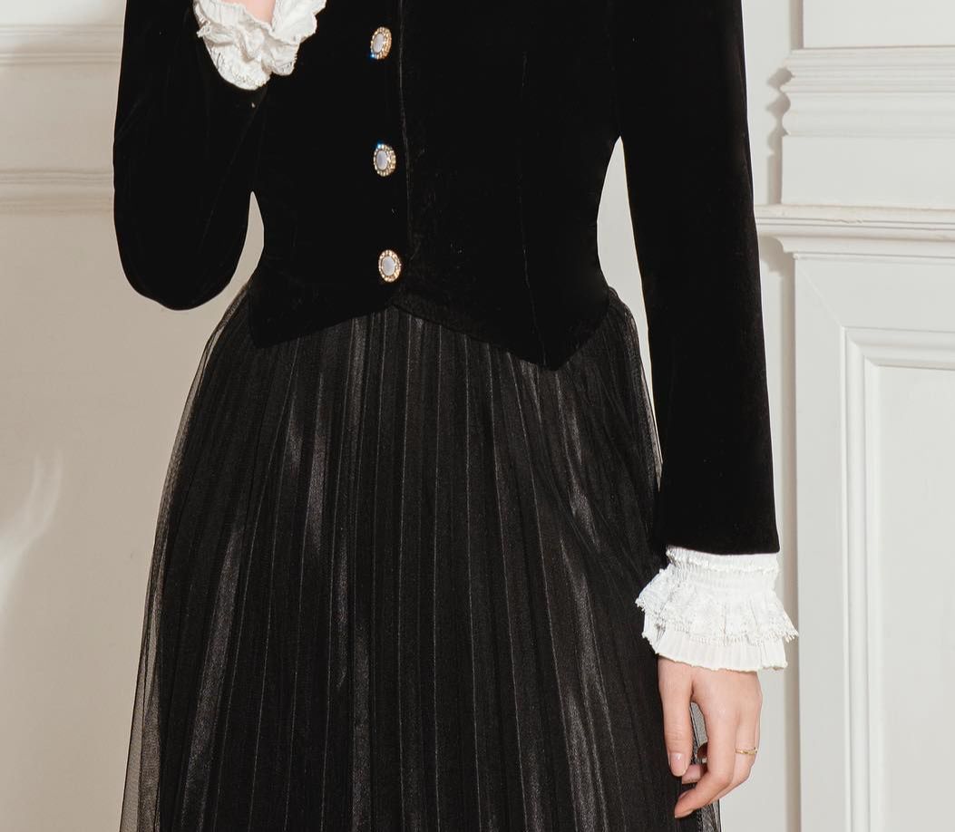 Chân váy dài xếp ly nhún PeachyDaily- Hannah Skirt
