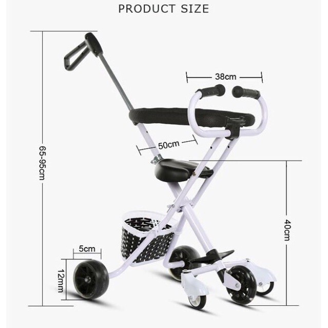 [HCM]Xe đẩy 5 bánh xe có tay cầm cho bé - Xe đẩy trẻ em gấp gọn dễ dàng mang theo - Xe đẩy bé có giỏ tiện lợi