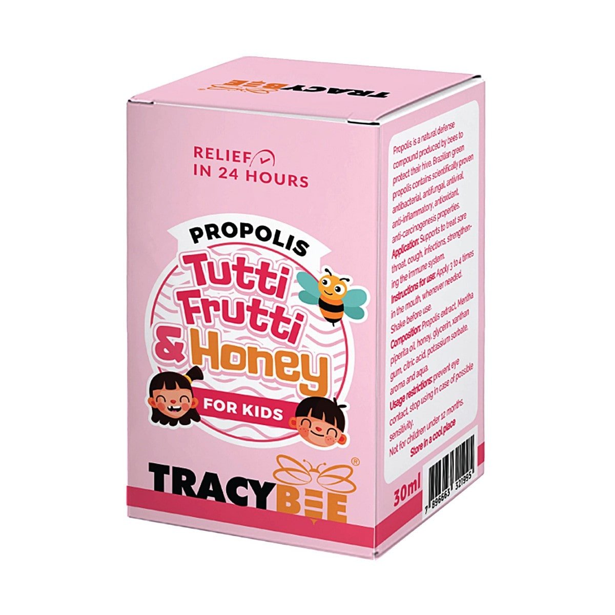 Xịt keo ong Tracybee Propolis Tutti Frutti & Honey For Kids 30ml cho bé vị
