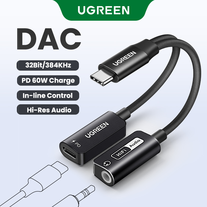 UGREEN 2 in 1 DAC USB Type C to 3.5mm/Type-C Suond Card Charging Adapter Compatible with Macbook iPad Pro Samsung S24 S23 Ultra Model: 25837 Giá 630,200 Đồng*Miễn phí vận chuyển