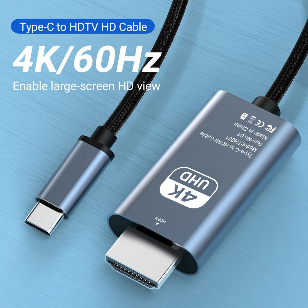 USB C To HDTV Cable For Home Office 6.6ft (4K@60Hz), USB Type C To HDTV Cable, Thunderbolt 4/3 Compa