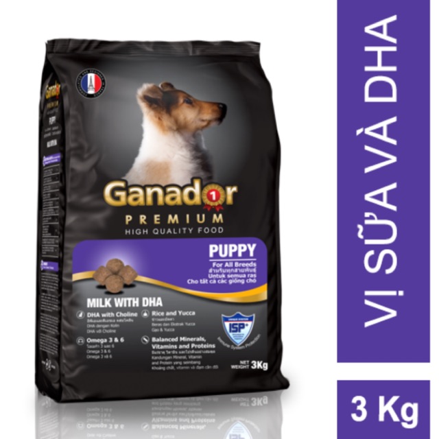 Thức ăn dành cho chó con dưới 12 tháng tuổi ganador puppy dha 3kg