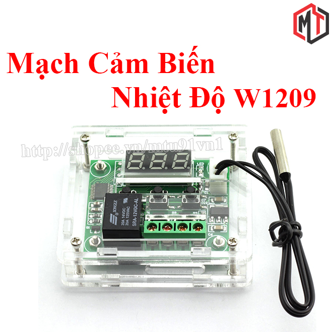 Combo Mạch Cảm Biến Nhiệt Độ W1209 + Hộp Mica bảo vệ  (có combo kèm nguồn )