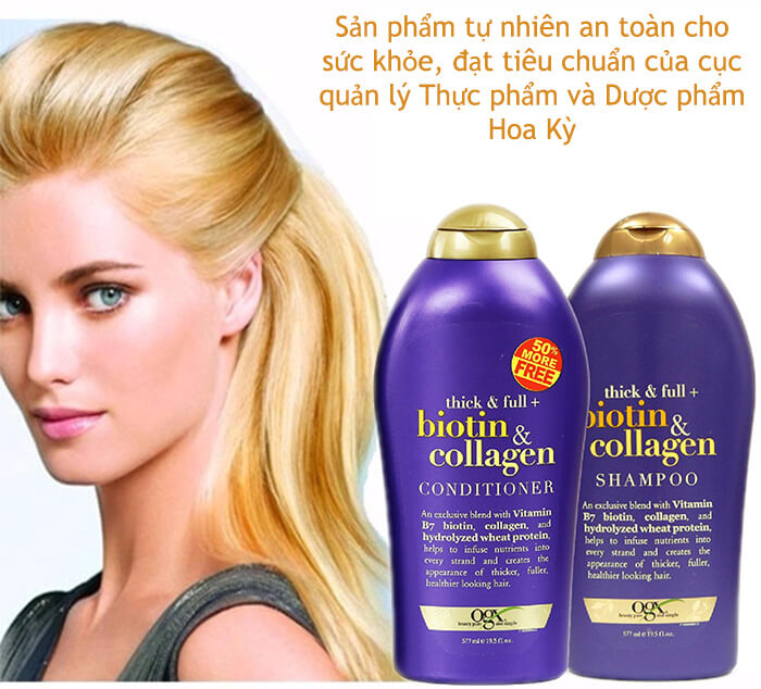 [HCM]Bộ dầu gội và xả Thick&Full Biotin Collagen 577ml dầu gội chống rụng tóc kích mọc tóc cặp dẩu gội và dầu xả biotin & collagen 577ml