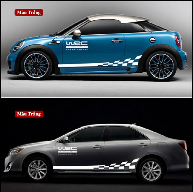 [HCM]Tem dán sườn xe ô tô WRC sọc Caro phong cách thể thao.