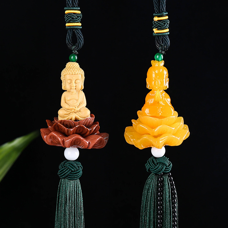 Dây chuyền phật treo xe, khánh treo xe ô tô tượng phật bà quan âm ngồi đài sen, dây treo phong thủy ô tô, dây treo xe hơi hình phật, dây treo xe ô tô may mắn