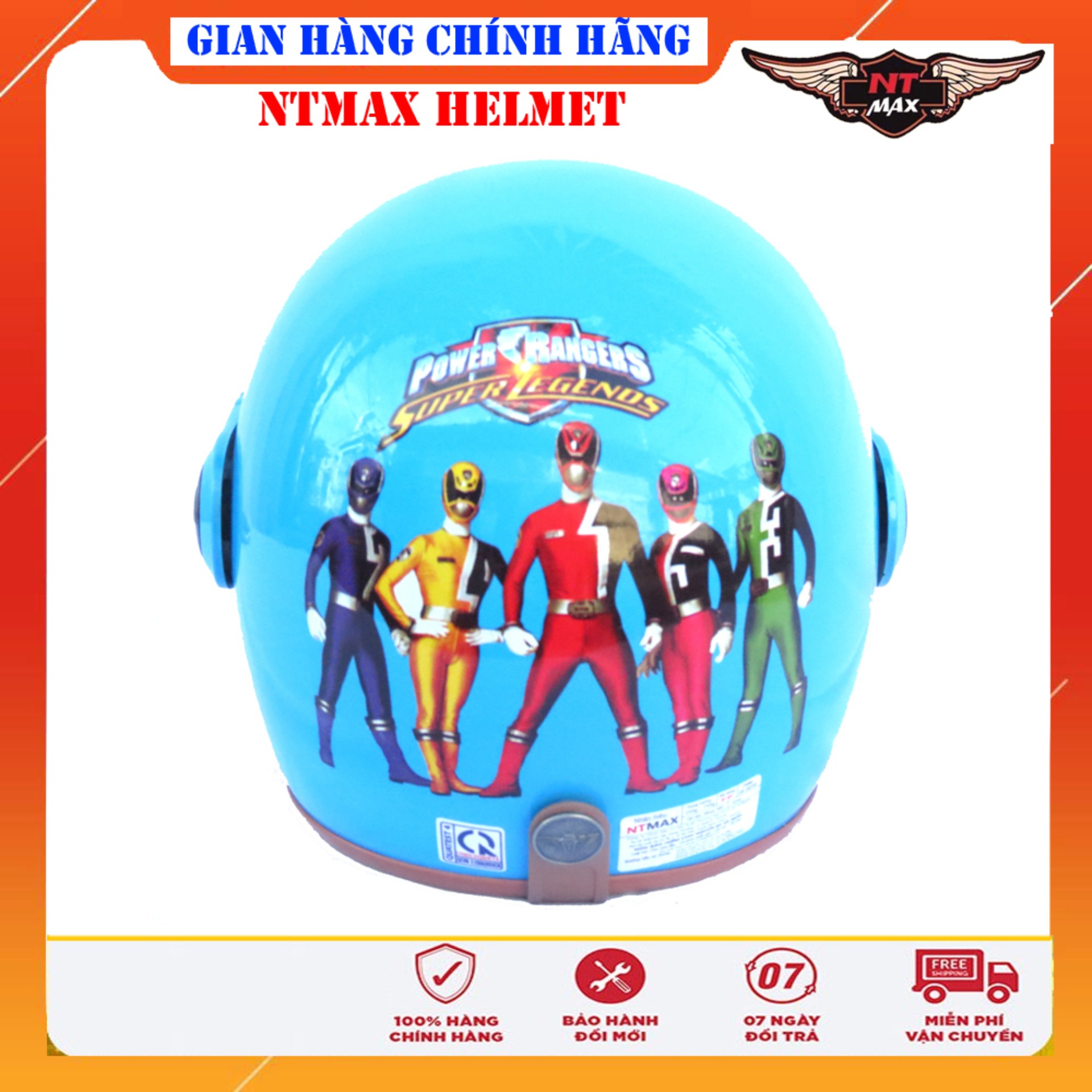 Mũ bảo hiểm NTMAX 3/4 trẻ em có kính chắn gió (6-14 tuổi) tem hoạt hình siêu cute