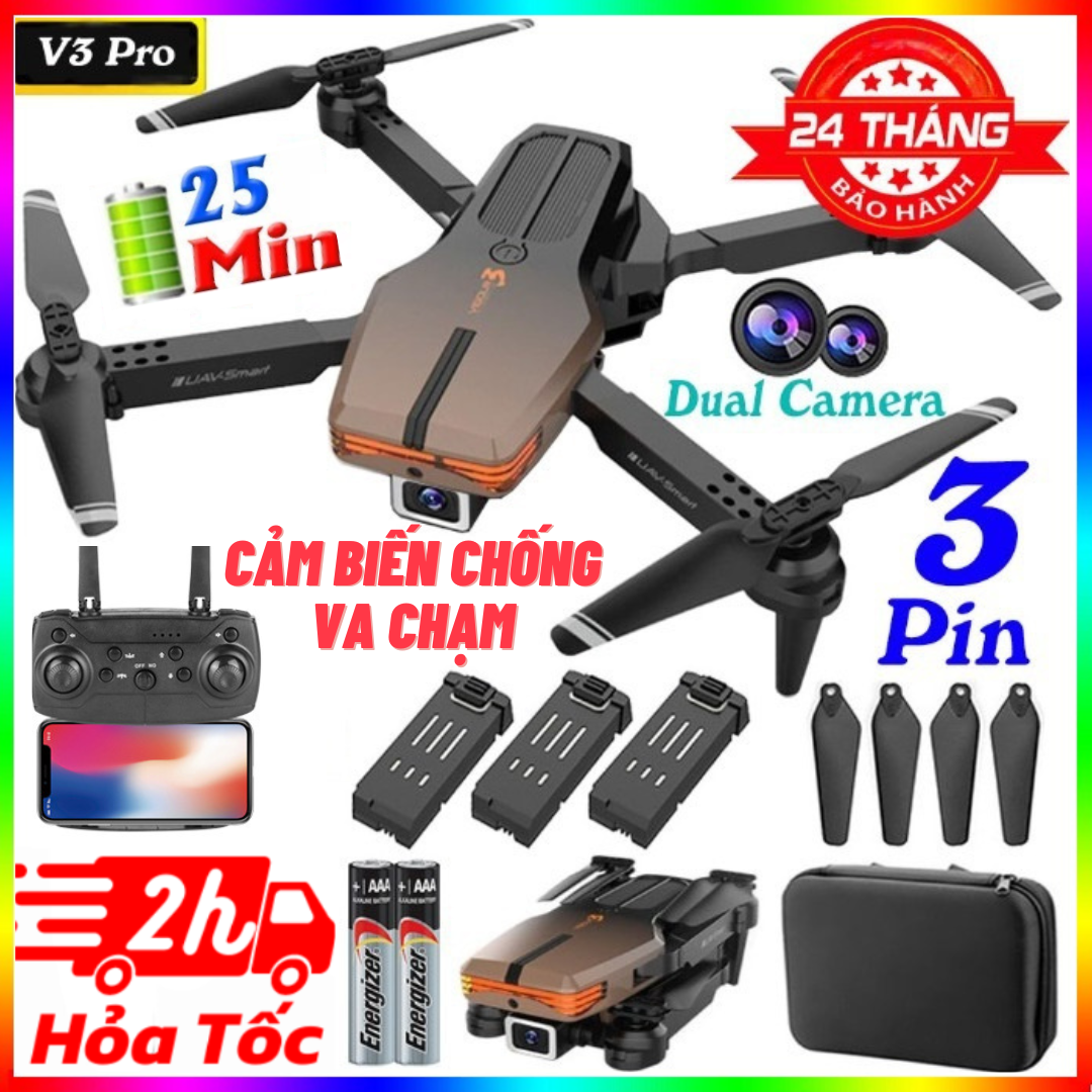 Flycam Có Camera V3 Pro Max - Tích Hợp Cảm biến va chạm - Drone mini - Phờ Lai Cam - Fly cam giá rẻ - Máy Bay Flycam - Playcam - Flay cam - Play camera chất hơn f11 pro 4k, Mavic 2 Pro, l900 pro, Mvic mini i3