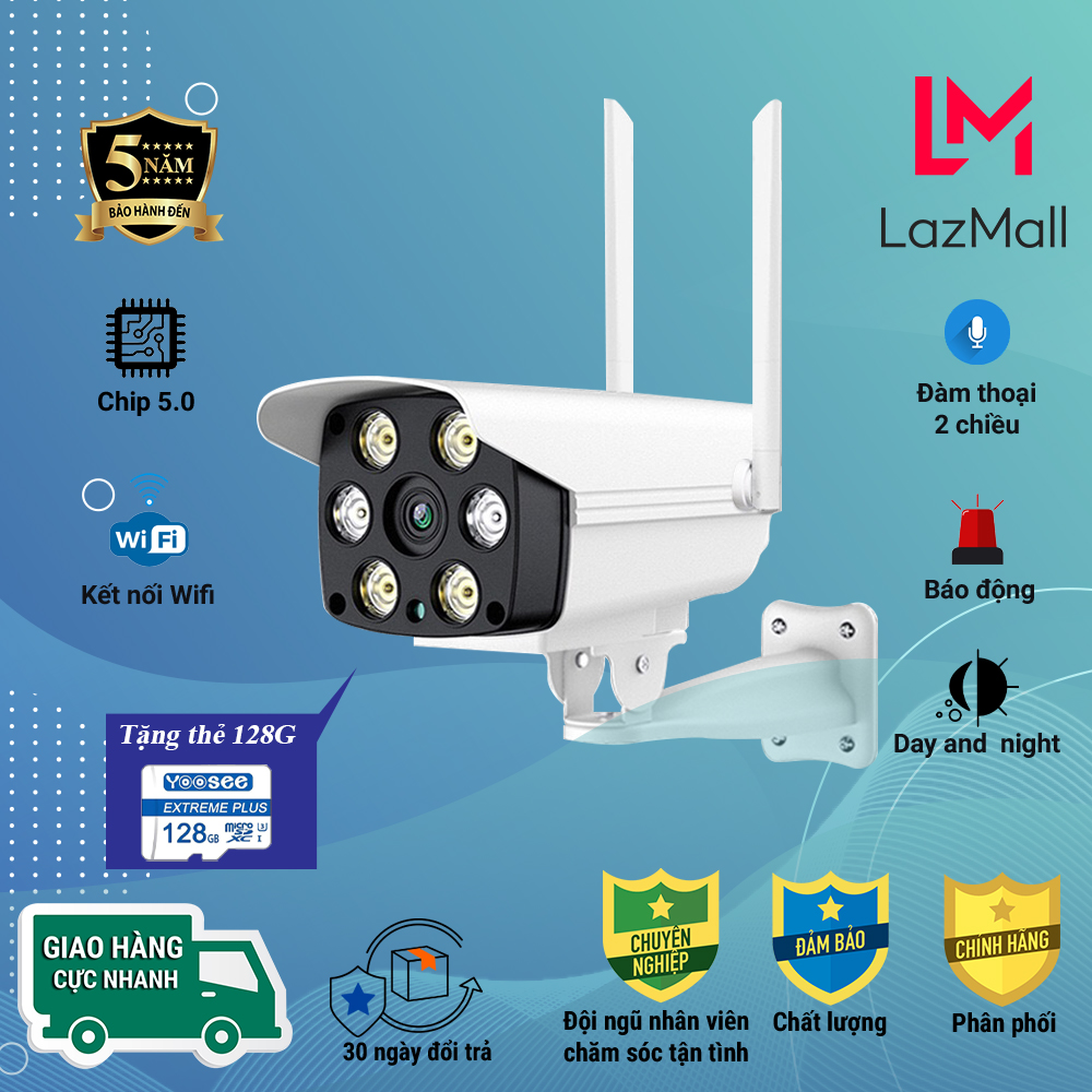 Tặng thẻ 128GB Camera wifi giám sát ngoài trời 2.0MP Có led xem đêm có màu CARECAM đàm thoại ghi âm 2 chiều bảo hành 5 năm