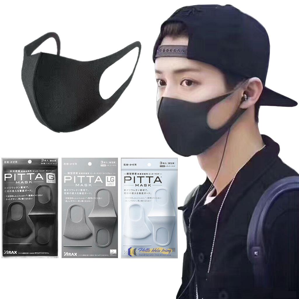 Combo 3 túi 3 chiếc khẩu trang lọc khói bụi pitta mask 3d nhật bản