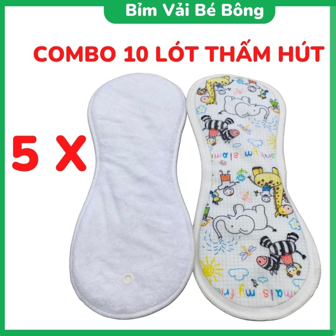 Combo 10 Miếng Lót Bỉm Vải, Tã Vải Babu Nature Siêu Thấm Hút, Chống Trào Ngược, Chống Hăm Cho Bé, Giặt Được Và Tái Sử Dụng (Chưa Kèm Vỏ Bỉm)