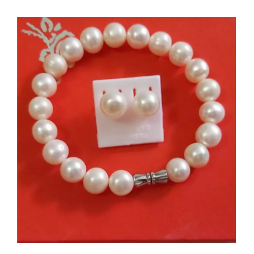 [HCM]( MIỄN PHÍ VẬN CHUYỂN) Bộ đôi 2 món vòng tay -  bông tai ngọc trai nuôi phú quốc 9 ly hàng đẹp giá sĩ