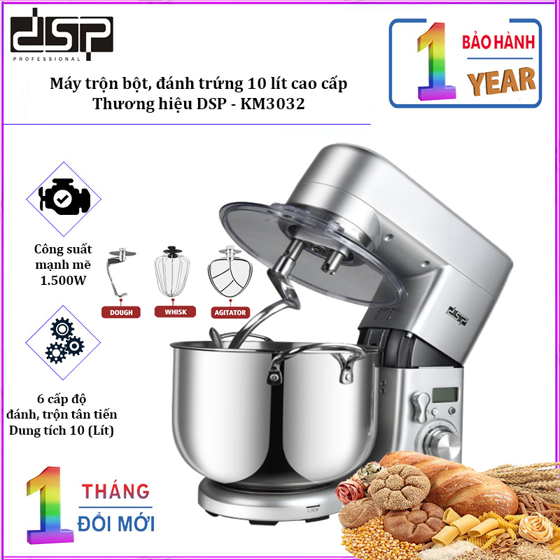 Máy trộn bột đánh trứng dung tích 10 lít cao cấp nhãn hiệu DSP KM3032 - Bảo hành 12 tháng