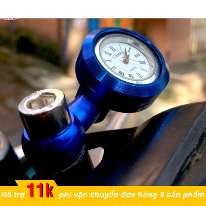 Đồng hồ gắn chân gương xe máy kèm pin và ốc bắt