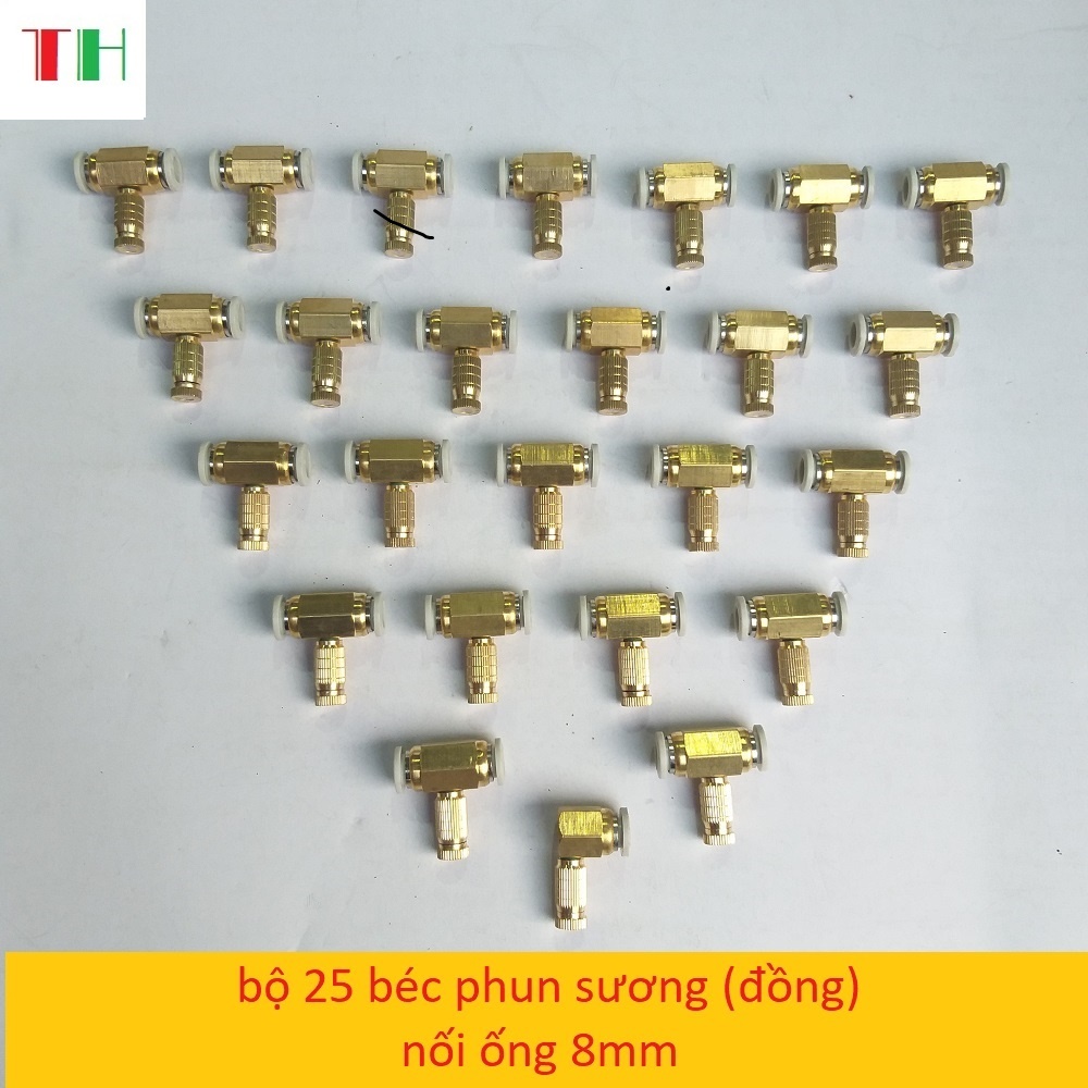 combo 25 béc phun sương làm mát bằng đồng số 1-2-3-4-5-6-7-8
