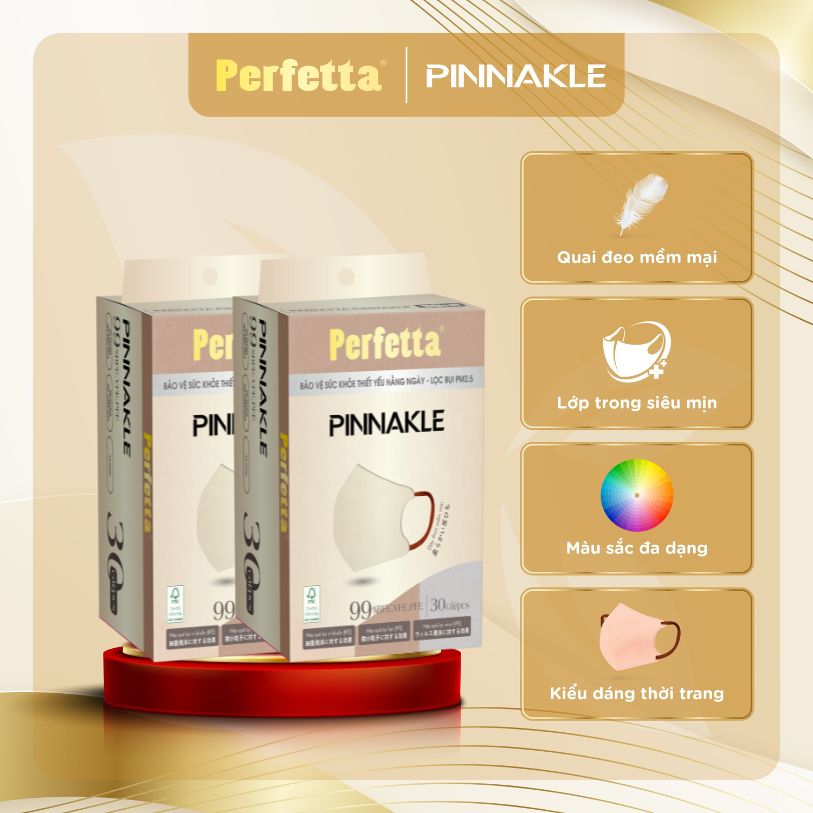 Combo 2 hộp khẩu trang cao cấp perfetta pinnakle, form 3d thời trang, chất lượng chuẩn nhật bản.