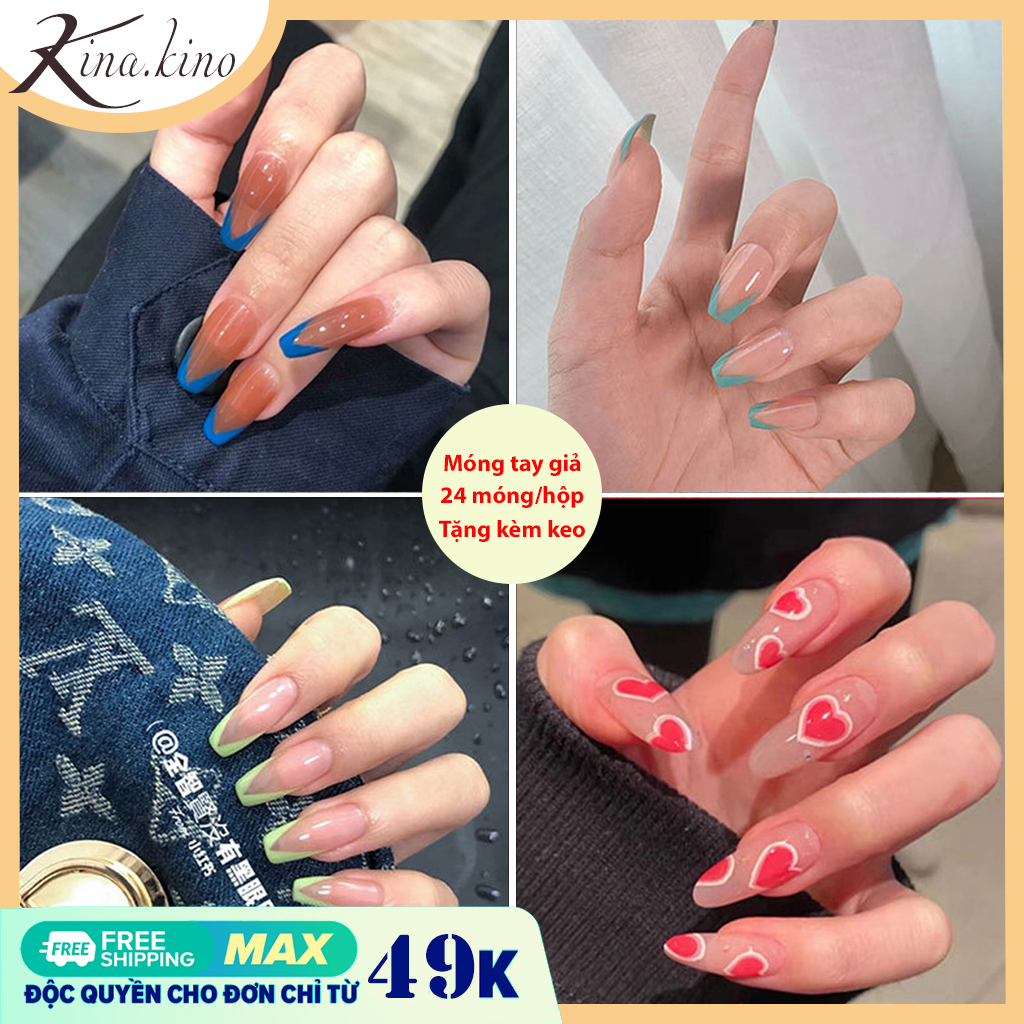 Bộ 24 móng tay giả cực xinh (kèm keo - dùng nhiều lần)- Kinakino