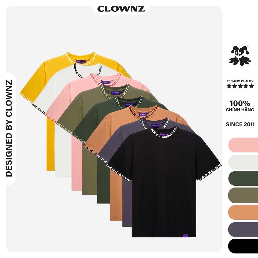 Áo thun tay lỡ local brand Clownz Basic V3 nhiều màu, phông trơn cổ tròn form rộng, cotton, unisex nam nữ
