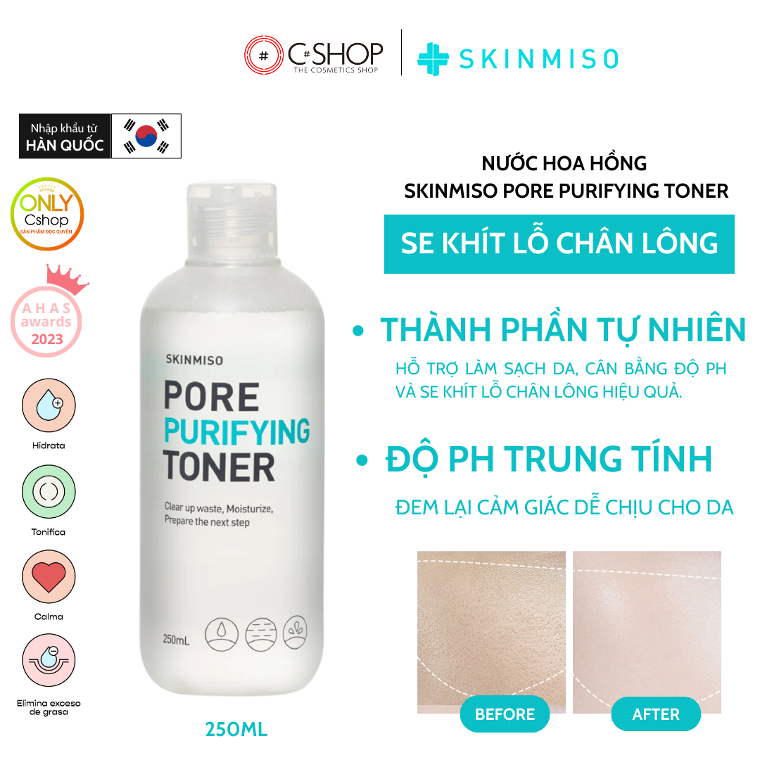 Nước hoa hồng se khít lỗ chân lông skinmiso pore purifying toner