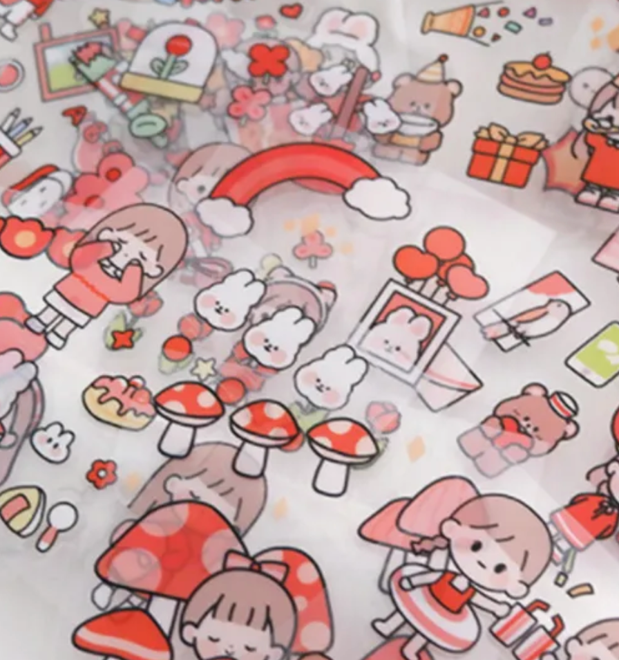 Set 20 tấm 100 miếng sticker nhãn dán nhãn dán dễ thương trang trí sổ tay, laptop, ốp điện thoại... -vpp TueMinh