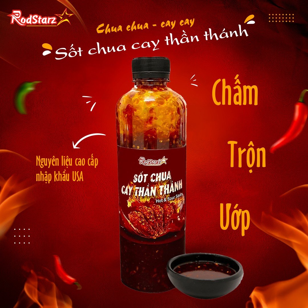 Nước chấm chua CAY thần thánh Rodstarz, trộn mì, trộn hủ tiếu, trộn phở, trộn cơm, trộn tất cả mọi món; làm nước chấm cá viên chiên, thịt nướng, đồ nướng, phủ sốt gà rán, làm nước ướp thịt ba chỉ; sốt ăn chay