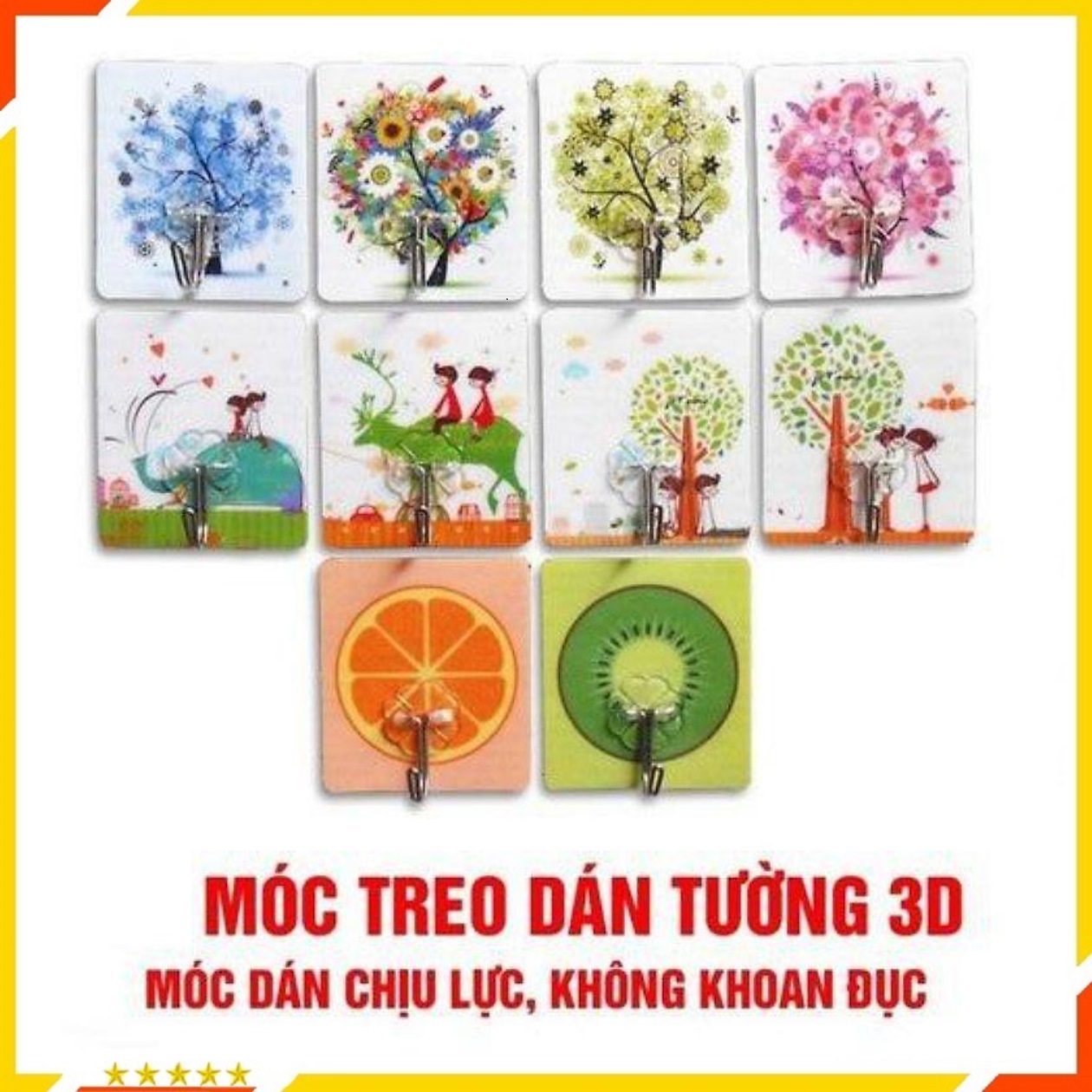 Combo 50 móc dán tường chịu lực - móc treo tường - móc dán tường siêu dính hình 3d