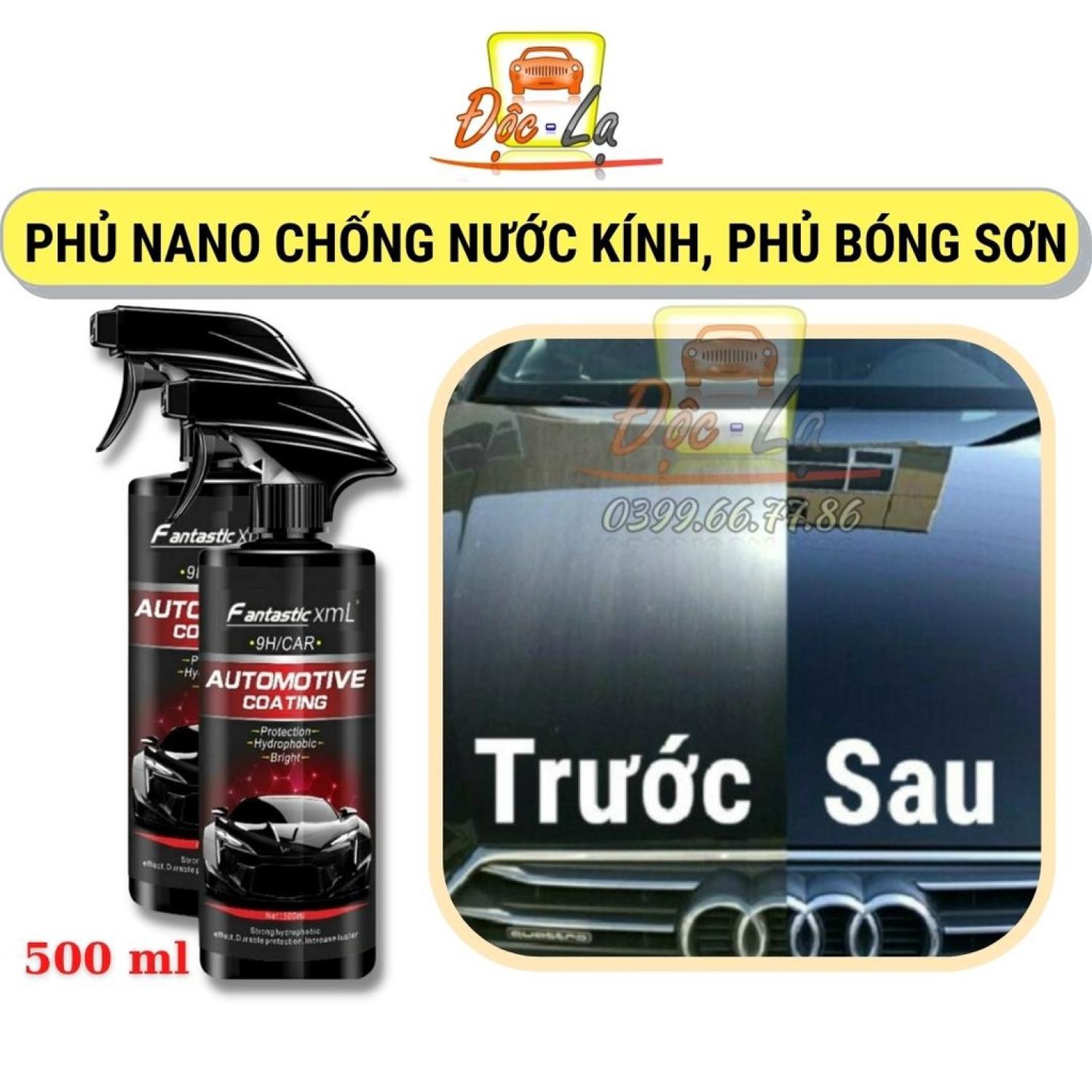 Chai xịt phủ nano chống nước kính, phủ bóng sơn xe ô tô - chống nước bề mặt kính cận, kính mũ- automotive coating