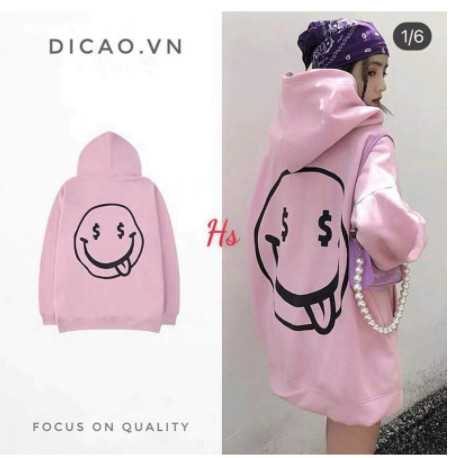 Freeshipmax-hoàn tiền-Áo hoodie mặt Hồng cười money HSU1
