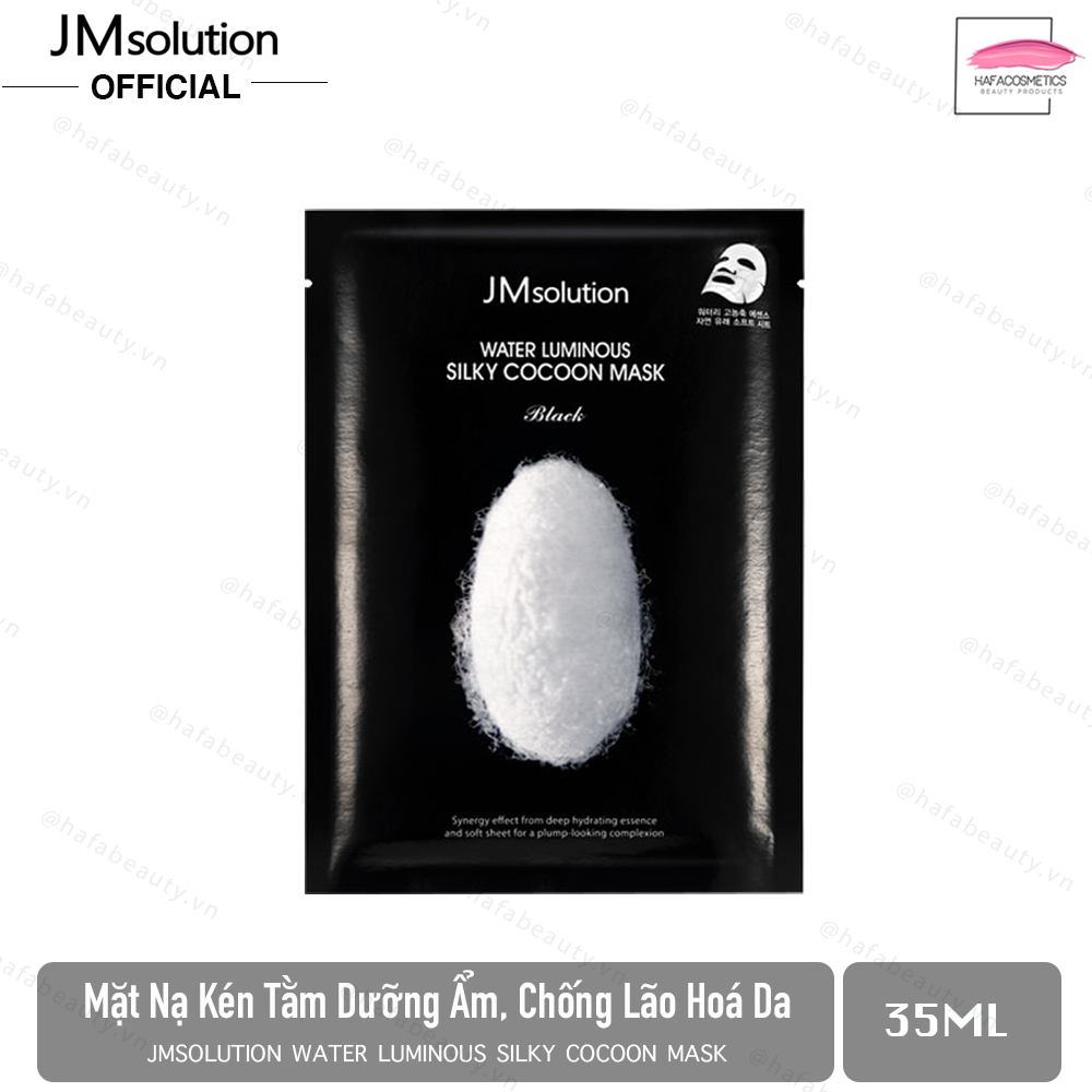 Mặt Nạ Kén Tằm Dưỡng Ẩm, Chống Lão Hoá Da JMSolution Water Luminous Silky Cocoon Mask Black 35ml _ JMsolution Chính Hãng