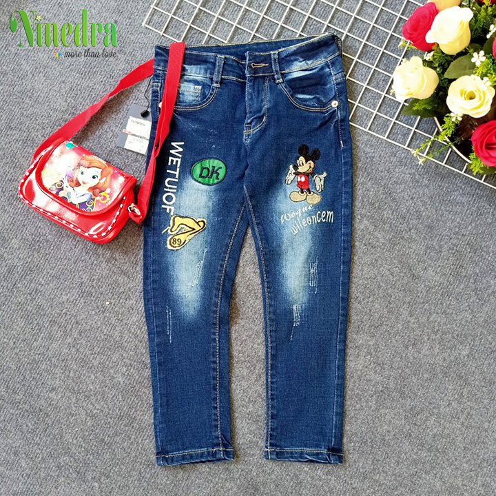[HCM]Quần jean dài Quảng Châu size cho bé gái 14-24kg - Ninedra