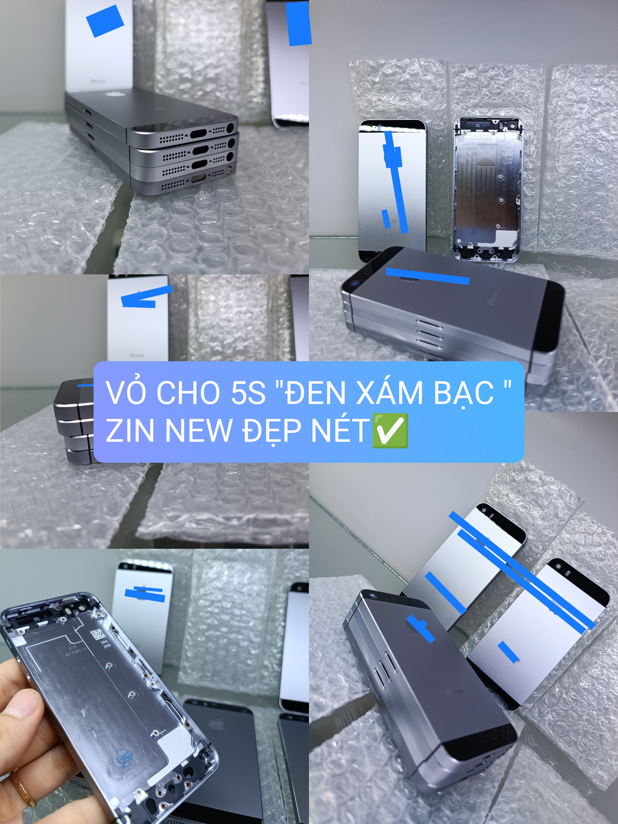 Vỏ 5s đen xám zin new chuẩn nét
