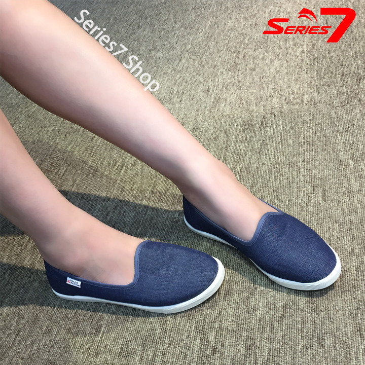 Giày slip on nữ mũi tròn búp bê siêu mềm êm chân chuyên dụng đi bộ tôn dáng đẹp - màu xanh jeans vải Canvas - chất liệu đẹp, bền, nhẹ, mềm mại và êm chân, thiết kế tinh tế, dễ dàng di chuyển và phối đồ